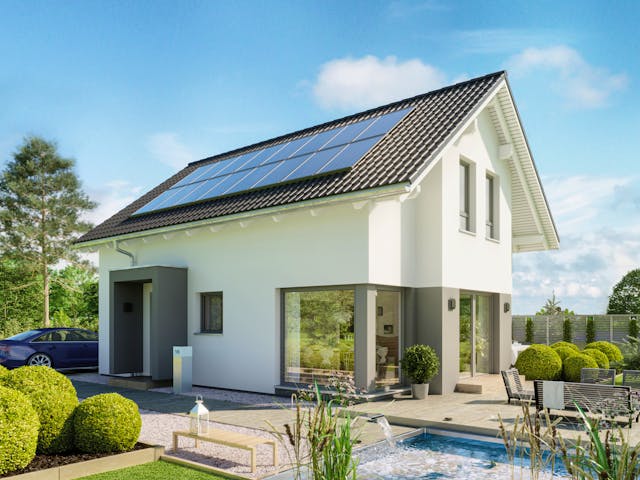 Fertighaus EDITION 123 V2 von Bien-Zenker Schlüsselfertig ab 299282€, Satteldach-Klassiker Außenansicht 1