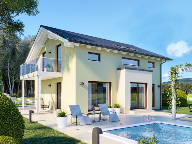 Fertighaus EDITION 134 V4 von Bien-Zenker Schlüsselfertig ab 318217€, Satteldach-Klassiker Außenansicht 1