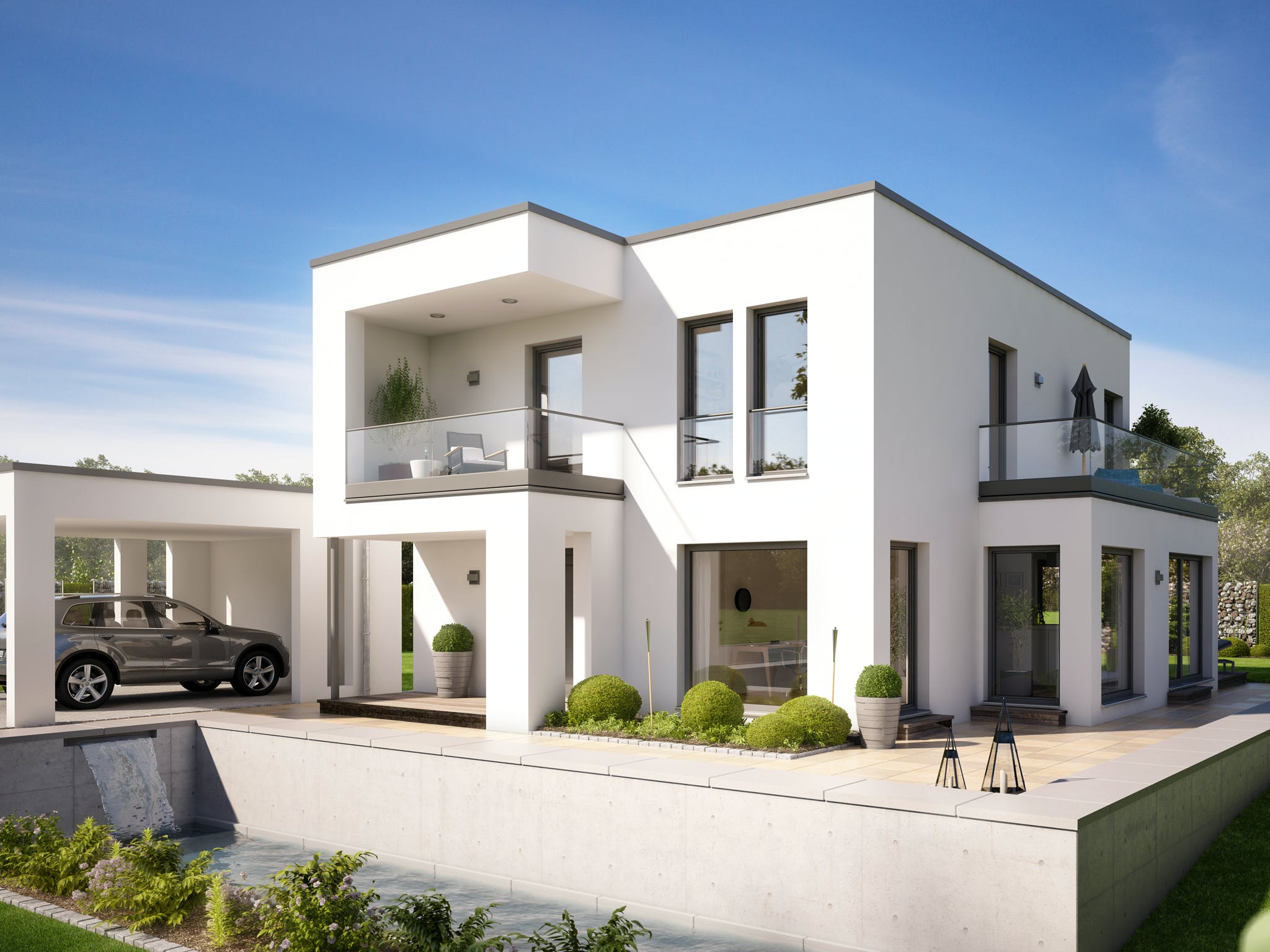 Fertighaus EVOLUTION 134 V5 von Bien-Zenker Schlüsselfertig ab 387996€, Cubushaus Außenansicht 1