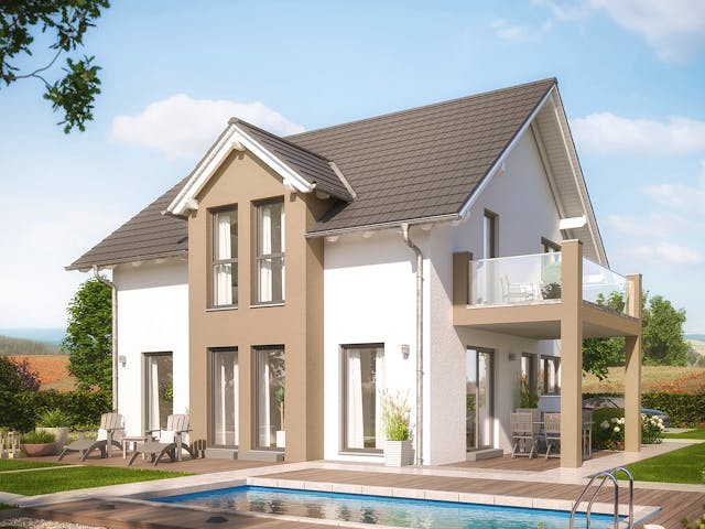 Fertighaus EVOLUTION 136 V2 von Bien-Zenker Schlüsselfertig ab 362131€, Satteldach-Klassiker Außenansicht 1