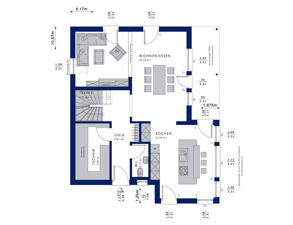 Fertighaus EVOLUTION 139 V5 von Bien-Zenker Schlüsselfertig ab 339088€, Cubushaus Grundriss 1