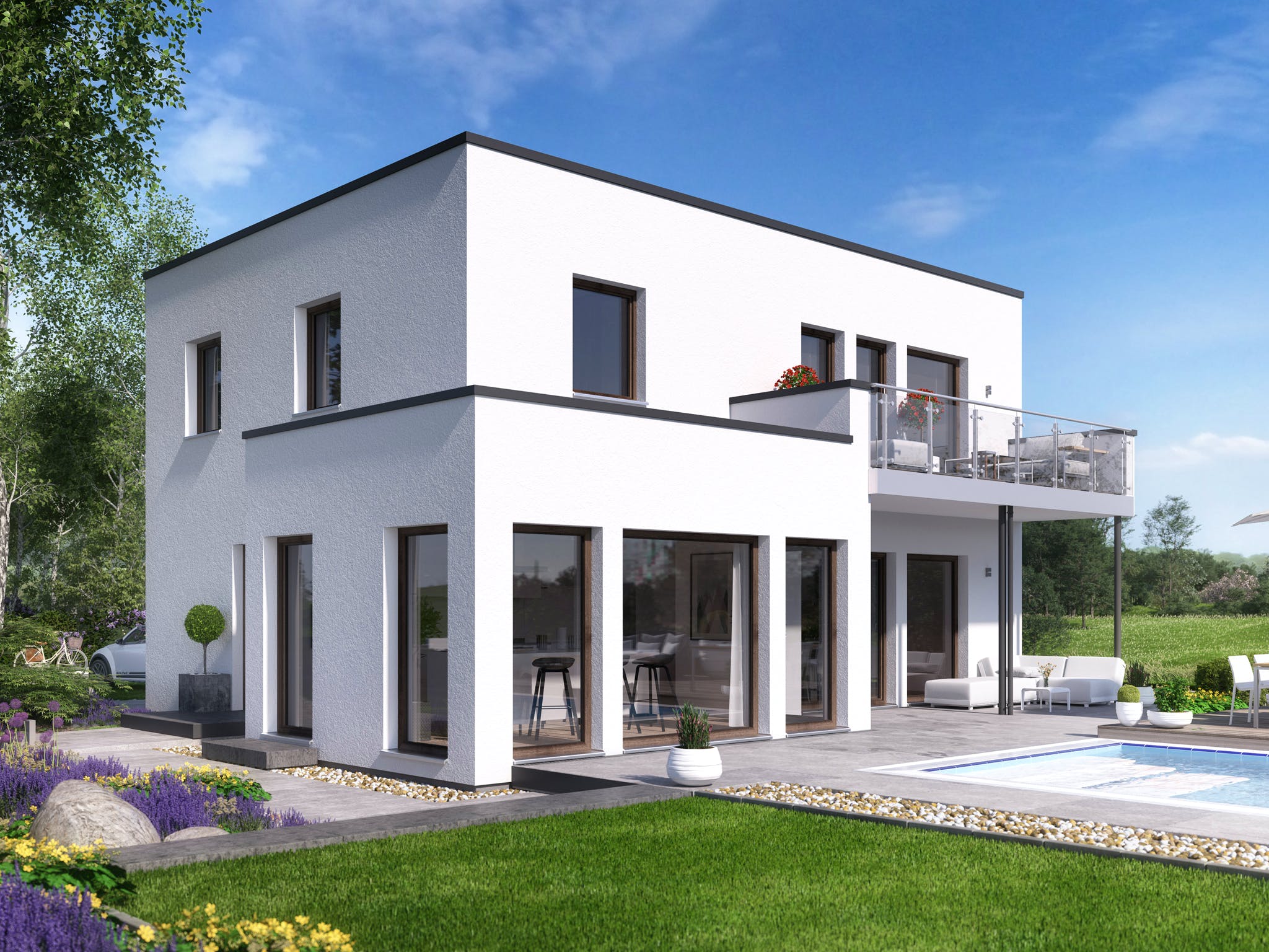 Fertighaus EVOLUTION 139 V5 von Bien-Zenker Schlüsselfertig ab 339088€, Cubushaus Außenansicht 1