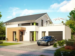 Fertighaus EVOLUTION 143 V5 von Bien-Zenker Schlüsselfertig ab 371613€, Satteldach-Klassiker Außenansicht 1
