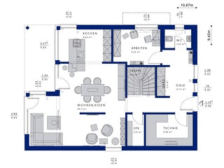 Fertighaus EVOLUTION 163 V5 von Bien-Zenker Schlüsselfertig ab 447986€, Cubushaus Grundriss 1