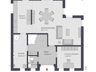 Massivhaus Entwurf AM145 von FAVORIT Massivhaus, Stadtvilla Grundriss 1