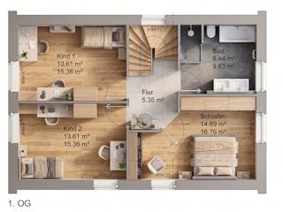 Massivhaus Hanseat 129 von AMR-Wohnbau Schlüsselfertig ab 307000€, Satteldach-Klassiker Grundriss 2