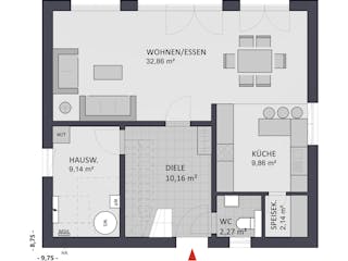 Massivhaus Entwurf NB126 von FAVORIT Massivhaus, Satteldach-Klassiker Grundriss 1