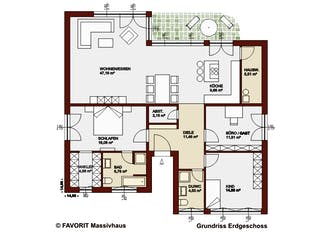 Massivhaus Chalet 135 von FAVORIT Massivhaus Schlüsselfertig ab 402560€, Bungalow Grundriss 1