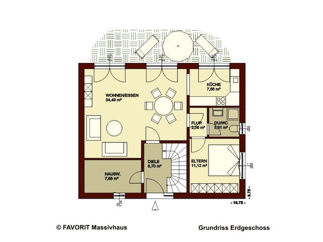 Massivhaus Citylife 147 von FAVORIT Massivhaus Schlüsselfertig ab 344520€, Satteldach-Klassiker Grundriss 1