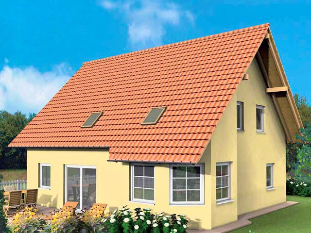 Massivhaus Clever von Wagener Systemhausbau Schlüsselfertig ab 282000€, Satteldach-Klassiker Außenansicht 1