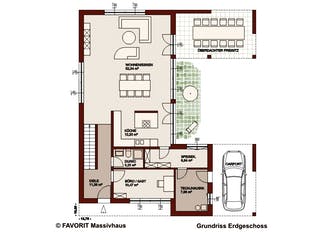 Massivhaus Concept Design 198 von FAVORIT Massivhaus Schlüsselfertig ab 497270€, Cubushaus Grundriss 1
