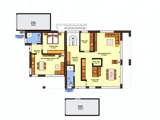 Fertighaus Corradino von Büdenbender Hausbau, Pultdachhaus Grundriss 1