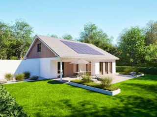 Massivhaus Entwurf CH115 von FAVORIT Massivhaus, Bungalow Außenansicht 6