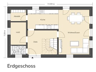 Massivhaus Einfamilienhaus 130 von BRALE Bau Schlüsselfertig ab 310200€, Satteldach-Klassiker Grundriss 1