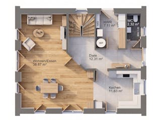 Massivhaus Hanseat 146 von AMR-Wohnbau Schlüsselfertig ab 323000€, Satteldach-Klassiker Grundriss 1
