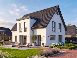 Massivhaus Friesengiebel 154 von AMR-Wohnbau Schlüsselfertig ab 338000€, Satteldach-Klassiker Außenansicht 2
