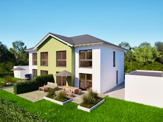 Massivhaus Entwurf FI124 von FAVORIT Massivhaus, Stadtvilla Außenansicht 4
