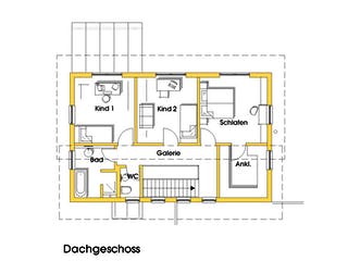 Fertighaus Birgit (KfW-Effizienzhaus 40 EE) von Dammann-Haus Schlüsselfertig ab 381300€, Pultdachhaus Grundriss 2