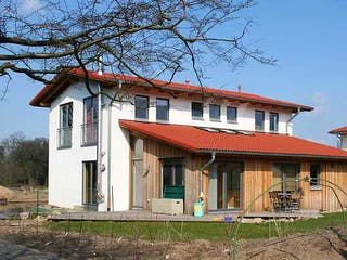 Fertighaus Judith (KfW-Effizienzhaus 40 EE) von Dammann-Haus Schlüsselfertig ab 399200€, Satteldach-Klassiker Außenansicht 2