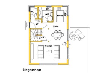 Fertighaus Nicole (KfW-Effizienzhaus 40 EE) von Dammann-Haus Schlüsselfertig ab 311700€, Satteldach-Klassiker Grundriss 1