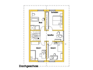 Fertighaus Nicole (KfW-Effizienzhaus 40 EE) von Dammann-Haus Schlüsselfertig ab 311700€, Satteldach-Klassiker Grundriss 2