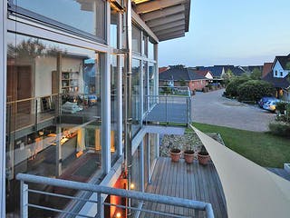 Fertighaus Sabine (KfW-Effizienzhaus 40 EE) von Dammann-Haus Schlüsselfertig ab 444200€, Pultdachhaus Außenansicht 4