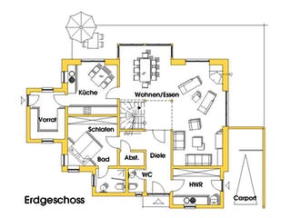 Fertighaus Wieke (KfW-Effizienzhaus 40 EE) von Dammann-Haus Schlüsselfertig ab 492100€, Stadtvilla Grundriss 1