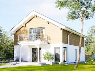 Fertighaus Plus 159 von Danwood Schlüsselfertig ab 406500€, Satteldach-Klassiker Außenansicht 1