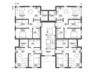Fertighaus Poly 1100 W10 von Danwood, Cubushaus Grundriss 1