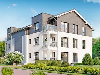 Fertighaus Poly 736 W6 SD von Danwood, Satteldach-Klassiker Außenansicht 1