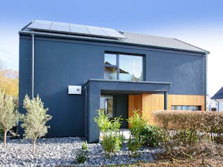 Fertighaus Musterhaus "S-Linie" Wuppertal von Danwood, Satteldach-Klassiker Außenansicht 3