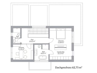 Fertighaus Musterhaus "S-Linie" Wuppertal von Danwood, Satteldach-Klassiker Grundriss 2