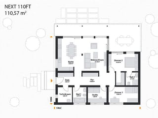 Fertighaus Next 110 FT von Danwood - NEXT by Danwood Schlüsselfertig ab 397600€, Bungalow Grundriss 1