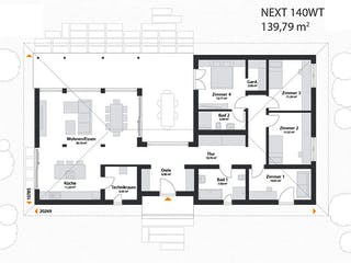 Fertighaus Next 140 WT von Danwood - NEXT by Danwood Schlüsselfertig ab 488700€, Bungalow Grundriss 1