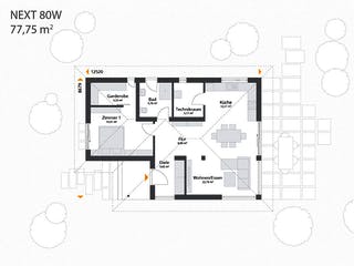 Fertighaus Next 80 W von Danwood - NEXT by Danwood Schlüsselfertig ab 286800€, Bungalow Grundriss 1