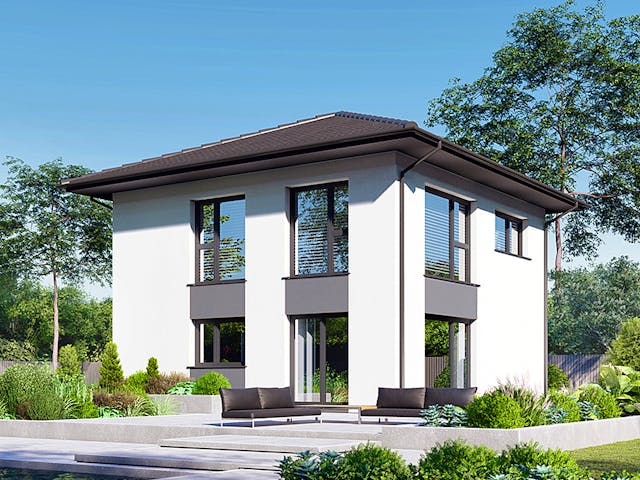 Fertighaus Park 118W von Danwood Schlüsselfertig ab 284100€, Stadtvilla Außenansicht 1