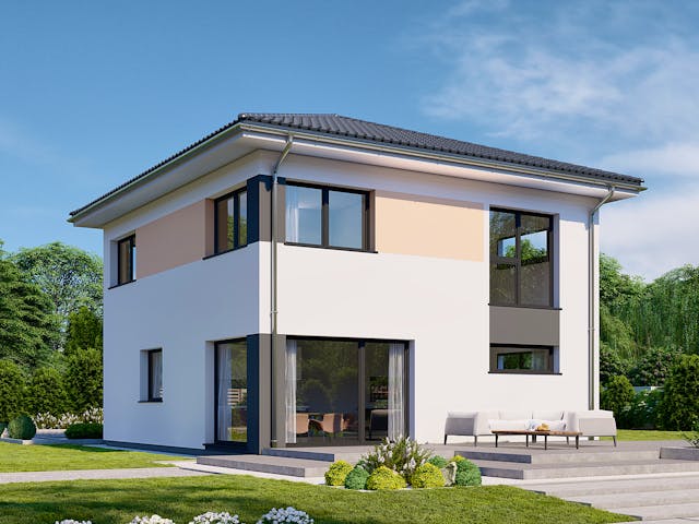 Fertighaus Park 131W von Danwood Schlüsselfertig ab 284600€, Stadtvilla Außenansicht 1 Fertighaus Park 131W von Danwood Schlüsselfertig ab 284600€, Stadtvilla Außenansicht 1