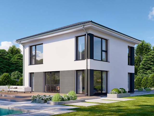 Fertighaus Park 133W von Danwood Schlüsselfertig ab 285200€, Stadtvilla Außenansicht 1 Fertighaus Park 133W von Danwood Schlüsselfertig ab 285200€, Stadtvilla Außenansicht 1