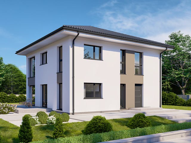 Fertighaus Park 168W von Danwood Schlüsselfertig ab 343900€, Stadtvilla Außenansicht 1