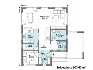 Fertighaus Park 186W von Danwood Schlüsselfertig ab 402300€, Stadtvilla Grundriss 1