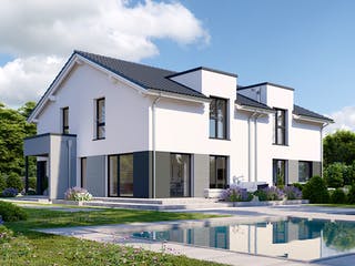 Fertighaus Partner 132.1 von Danwood Schlüsselfertig ab 288200€, Satteldach-Klassiker Außenansicht 2