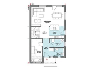 Fertighaus Partner 151 von Danwood Schlüsselfertig ab 316600€, Satteldach-Klassiker Grundriss 1