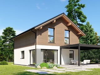 Fertighaus Point 116 von Danwood Schlüsselfertig ab 256900€, Satteldach-Klassiker Außenansicht 1
