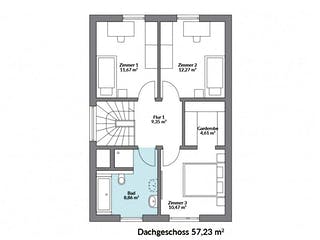 Fertighaus Point 116 von Danwood Schlüsselfertig ab 256900€, Satteldach-Klassiker Grundriss 2