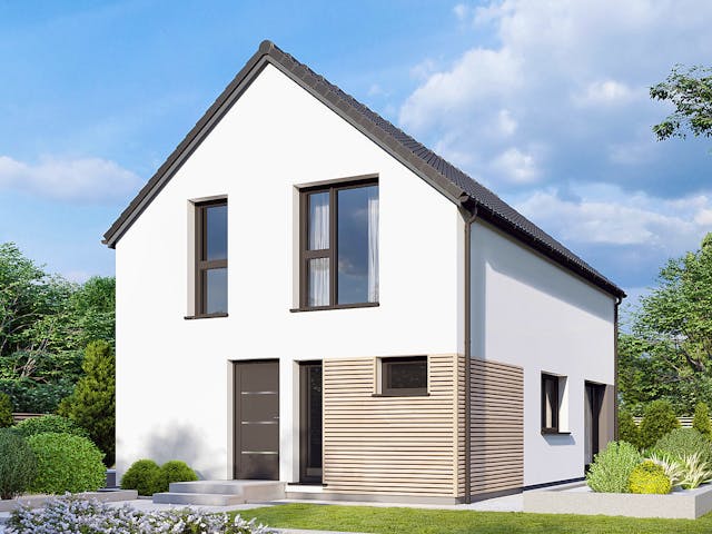 Fertighaus Point 124 von Danwood Schlüsselfertig ab 259400€, Satteldach-Klassiker Außenansicht 1 Fertighaus Point 124 von Danwood Schlüsselfertig ab 259400€, Satteldach-Klassiker Außenansicht 1