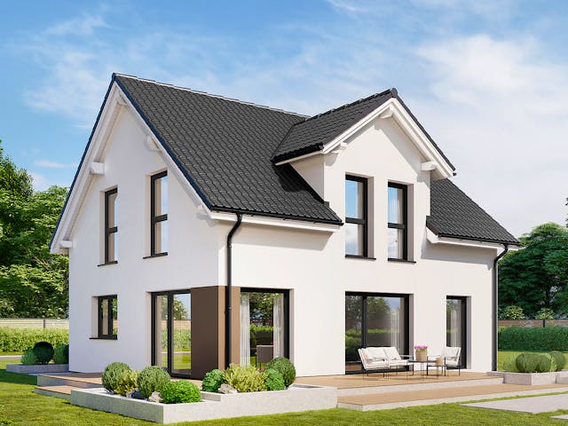Fertighaus Point 133.1 von Danwood Schlüsselfertig ab 291100€, Satteldach-Klassiker Außenansicht 1