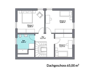 Fertighaus Point 133.1 von Danwood Schlüsselfertig ab 285300€, Satteldach-Klassiker Grundriss 2