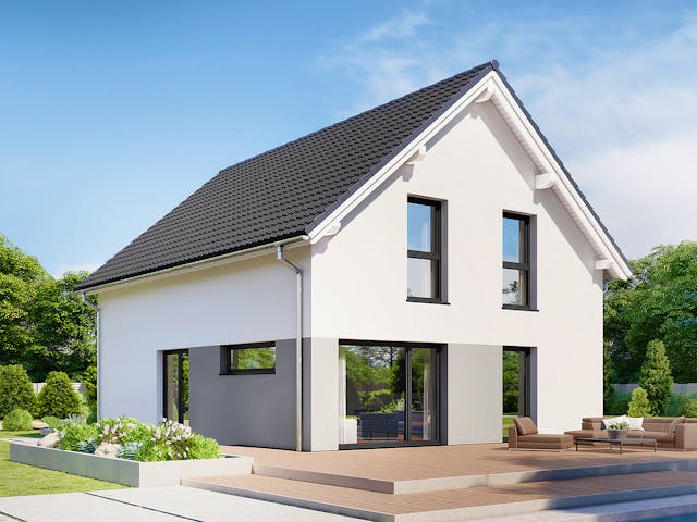 Fertighaus Point 138.1 von Danwood Schlüsselfertig ab 282200€, Satteldach-Klassiker Außenansicht 1