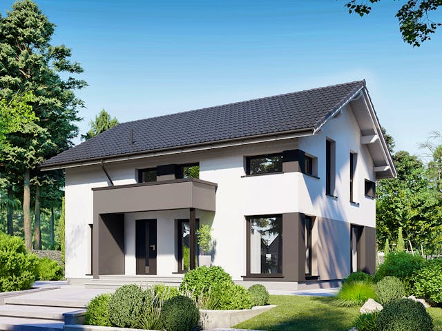 Fertighaus Point 140 von Danwood Schlüsselfertig ab 333700€, Satteldach-Klassiker Außenansicht 1