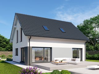 Fertighaus Point 141.1 von Danwood Schlüsselfertig ab 277500€, Satteldach-Klassiker Außenansicht 1